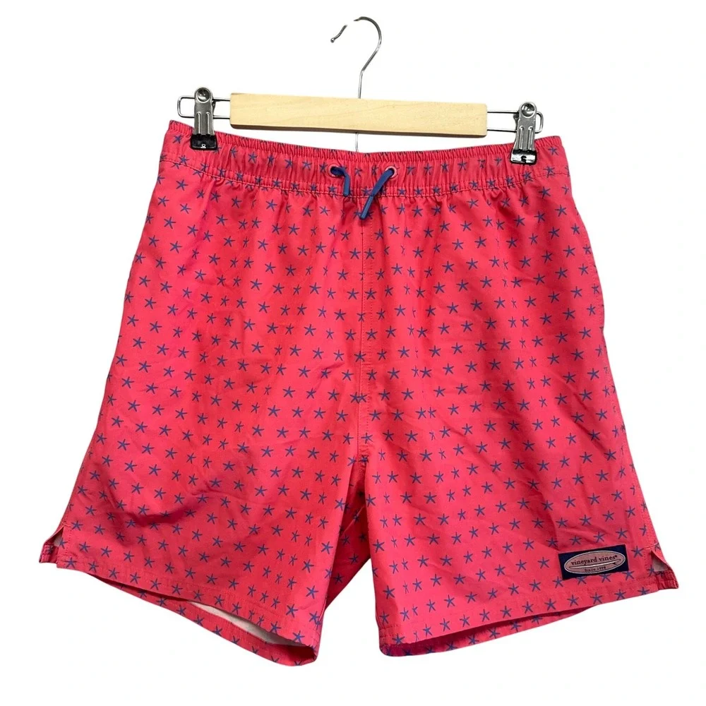 Vineyard Vines Mens Size Swim‎ Trunks Board Shorts XL Pink Starfish Print Mesh